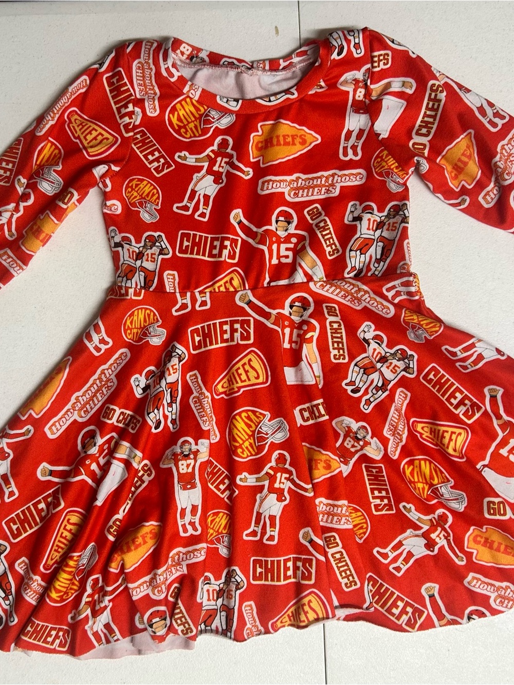 Kansas City Chiefs Red Kids' Dress with Helmet & Player Print